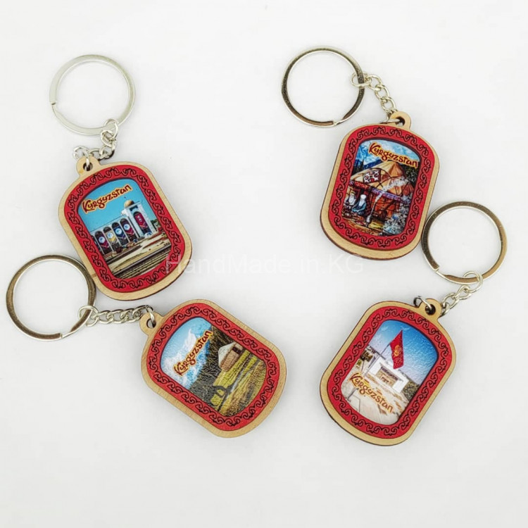  Wooden souvenir keychain "rectangle"