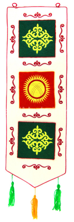 kyrgyz ornament panel with three pockets