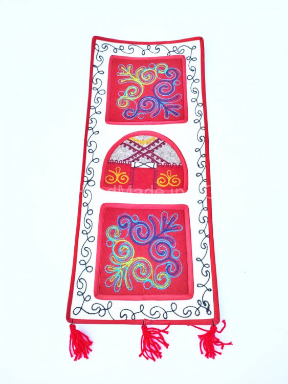 kyrgyz ornament panel with three pockets
