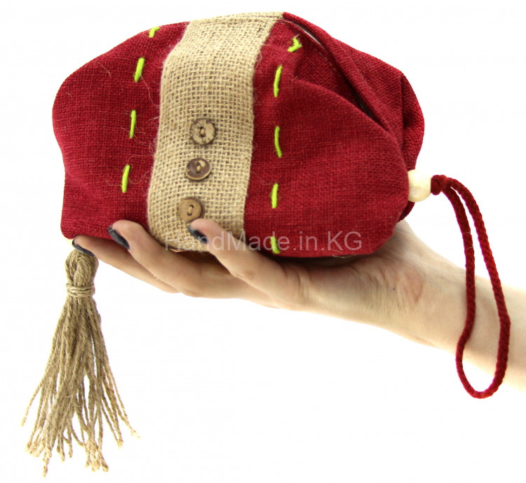 colorful burlap cosmetic bag using
