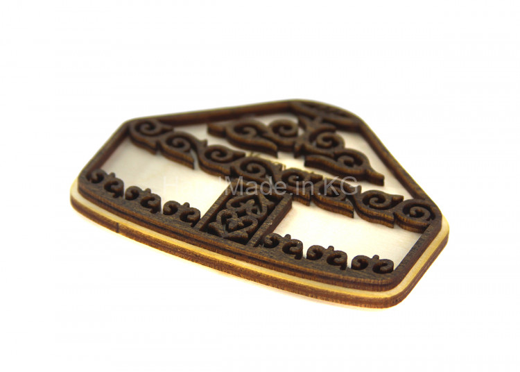 souvenir magnet made of wood "Yurt"